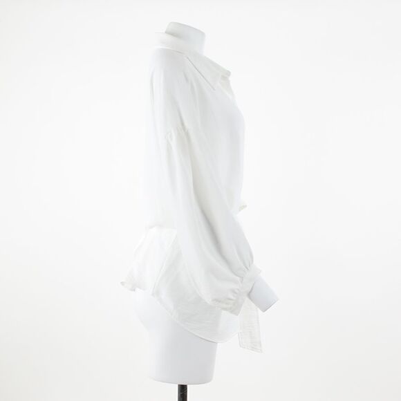 Calvin Klein Belted Button Down in  Shirt Soft White - Picture 5 of 5